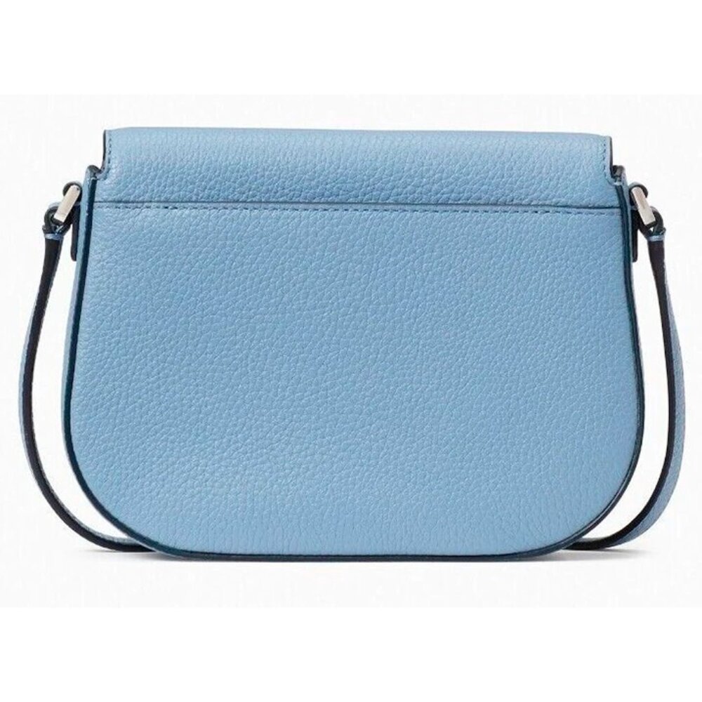 S Kate Spade Leila Mini Flap Crossbody Blue Leather WLR00396 NWT Morning Sky - Picture 4 of 7